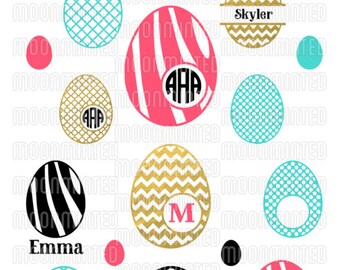 Easter Egg SVG Cut Files - Monogram Frames for Vinyl Cutters, Screen Printing, Silhouette, Die Cut Machines, & More