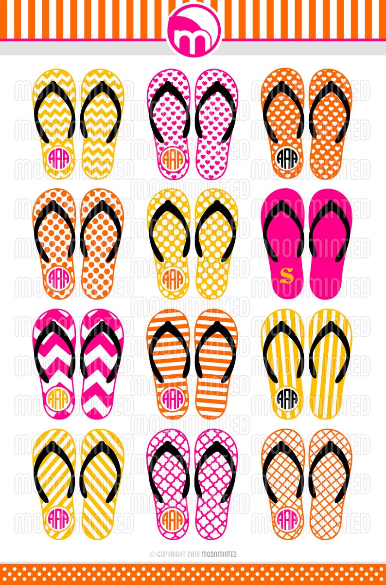 Download Summer Flip Flops SVG Cut Files Monogram Frames for Vinyl ...