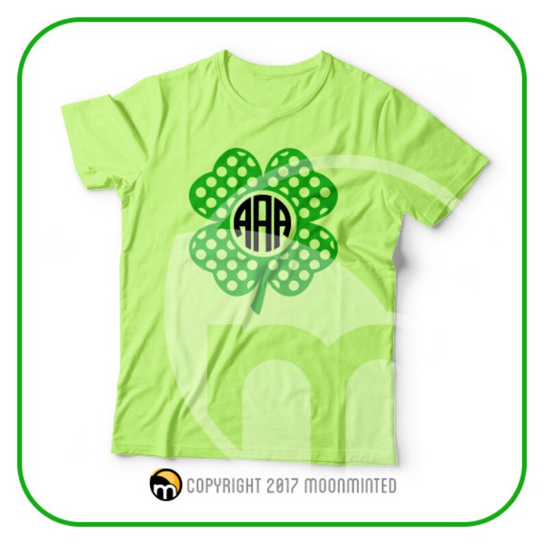 Download St Patricks Day Four Leaf Clover SVG Cut Files Monogram | Etsy