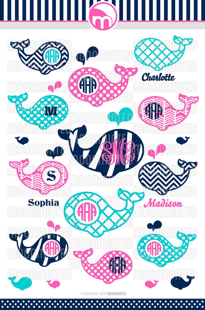 Download Whale SVG Cut Files Monogram Frames for Vinyl Cutters | Etsy