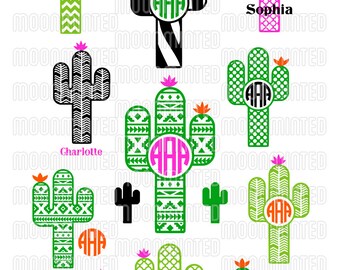Cactus SVG Cut Files - Monogram Frames for Vinyl Cutters, Screen Printing, Silhouette, Die Cut Machines, & More