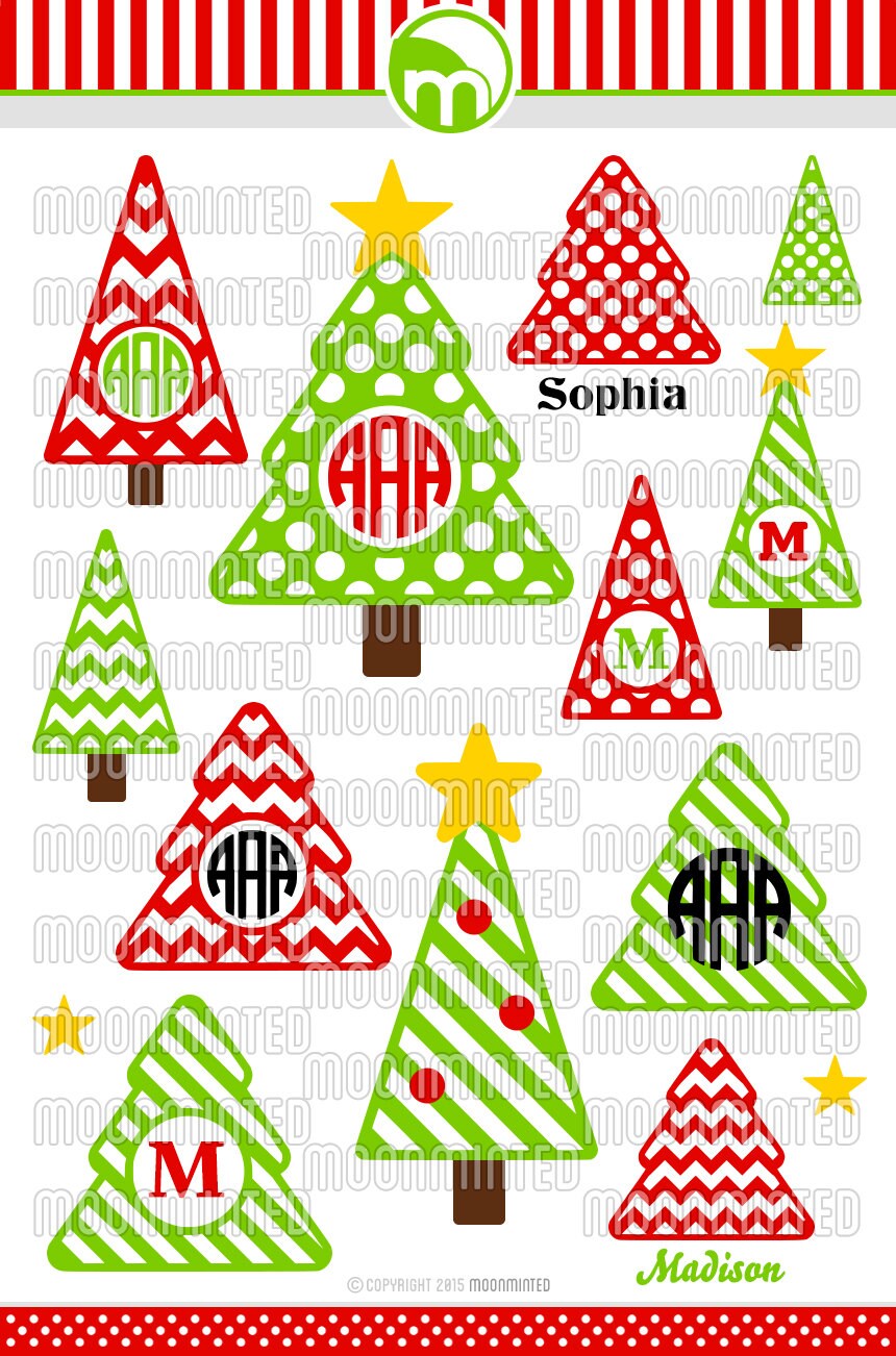 Download Christmas Tree Svg Cut Files Monogram Frames For Vinyl Etsy