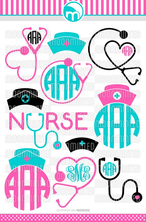 Download Nurse Svg Cut Files Monogram Frames For Vinyl Cutters Etsy