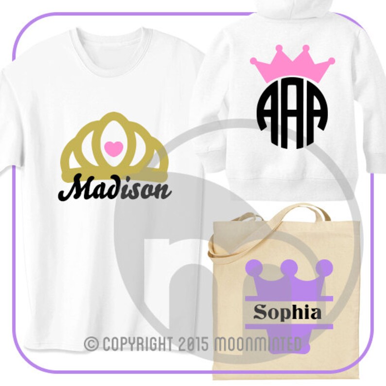 Download Princess Crown SVG Cut Files Monogram Frames for Vinyl | Etsy