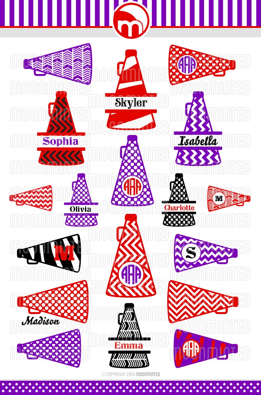 Download Cheer Megaphone Svg Cut Files Monogram Frames For Vinyl Etsy