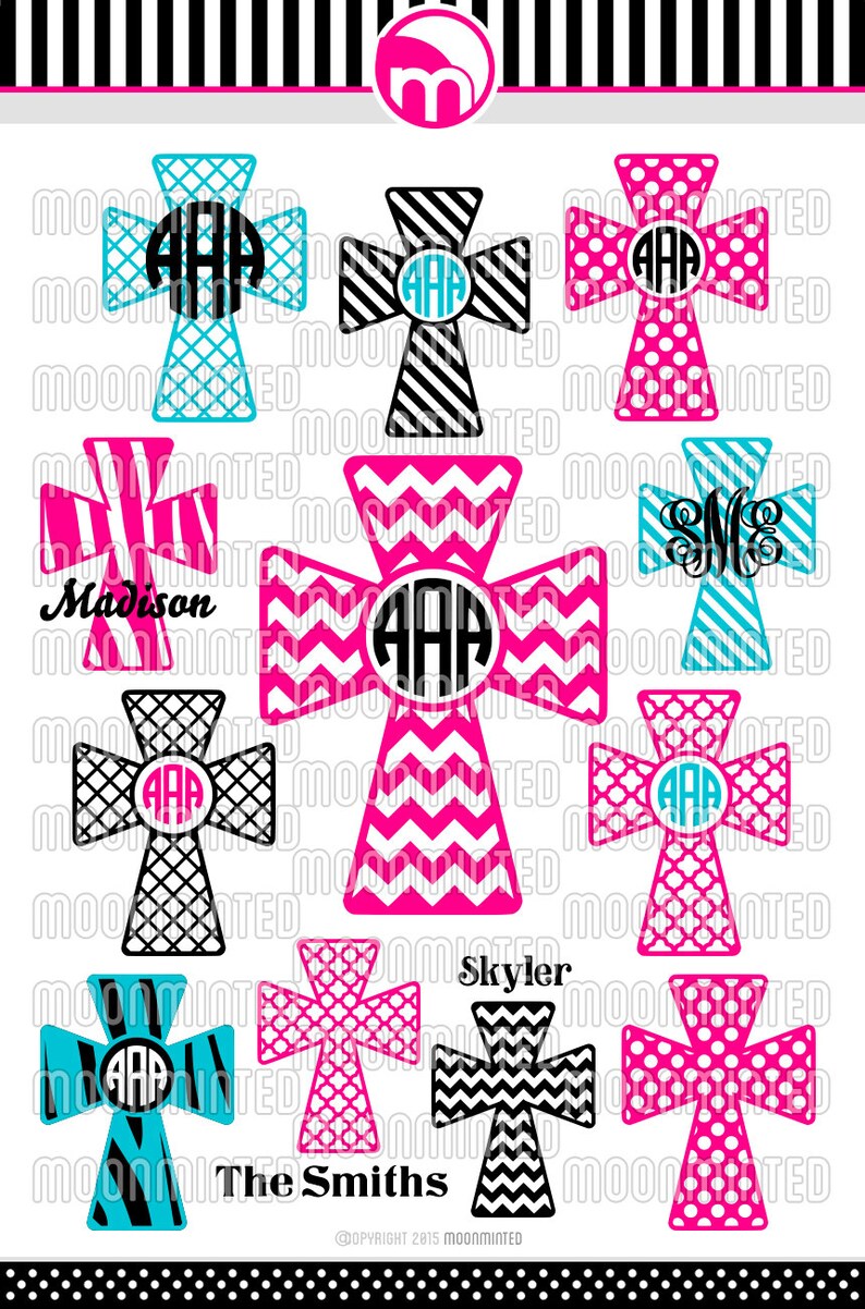 Download Christian Cross SVG Cut Files Monogram Frames for Vinyl | Etsy