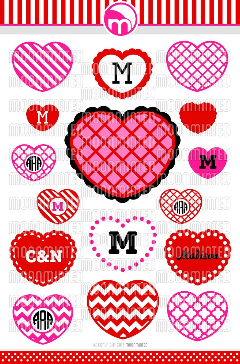 Download Valentine S Day Hearts Svg Cut Files Monogram Frames For Etsy