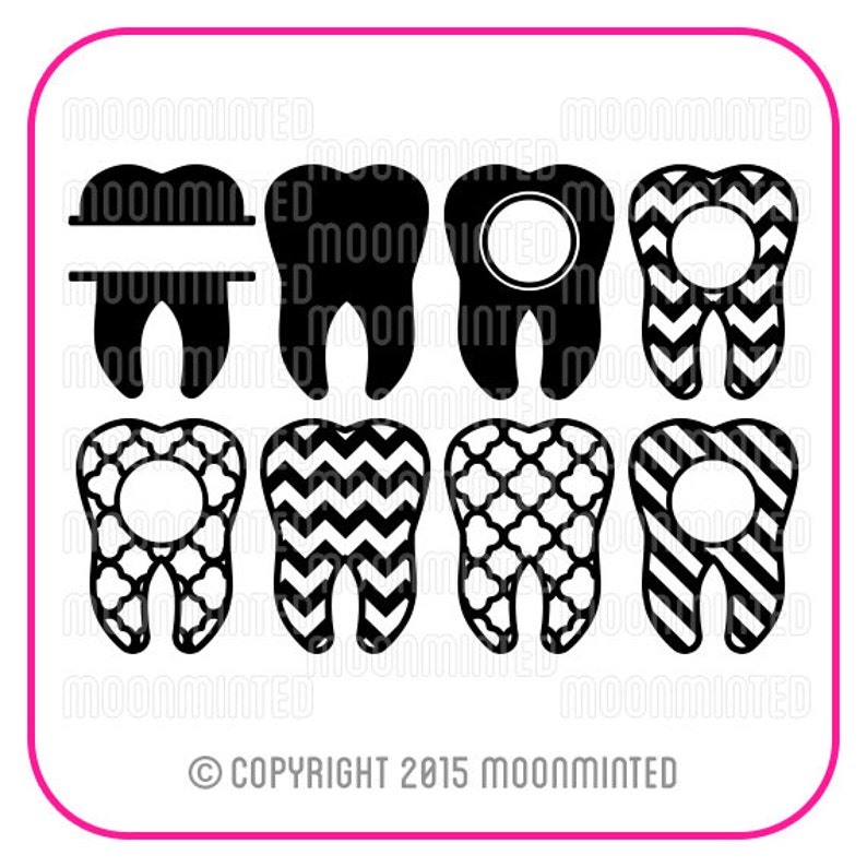 Download Dentist Tooth SVG Cut Files Monogram Frames for Vinyl | Etsy
