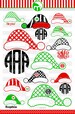 Christmas Santa Claus Hats SVG Cut Files - Monogram Frames for Vinyl Cutters, Screen Printing, Silhouette, Die Cut Machines, & More 
