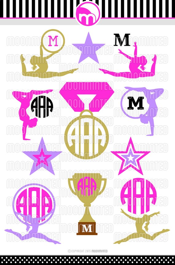 Download Gymnastics Svg Cut Files Monogram Frames For Vinyl Cutters Etsy