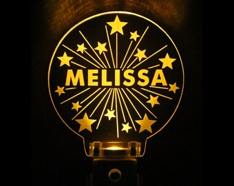 Personalized Stars Night Light, Kids Gift, Wall plug in, Choose color