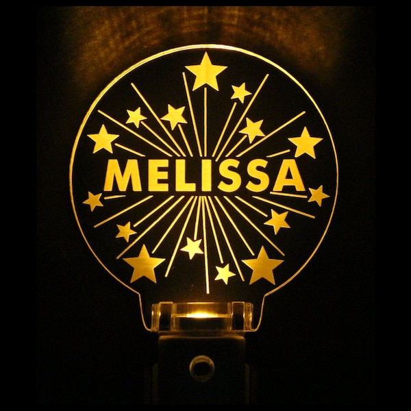 Personalized Stars Night Light, Kids Gift, Wall plug in, Choose color