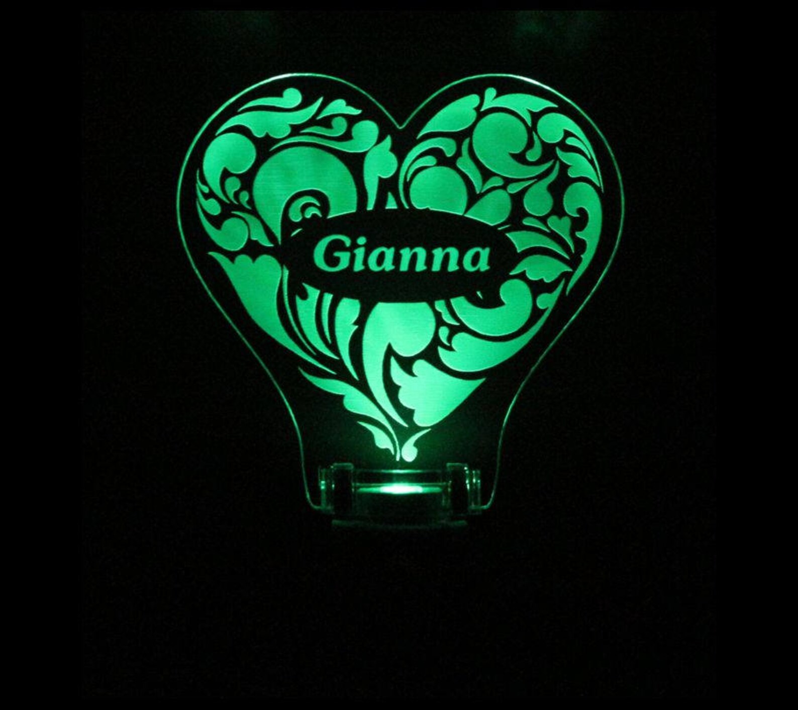 Heart Night Light Personalized Wall Plug In Etsy