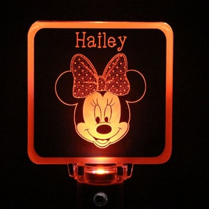 Minnie Mouse Girls Night Light, Personalized Orange