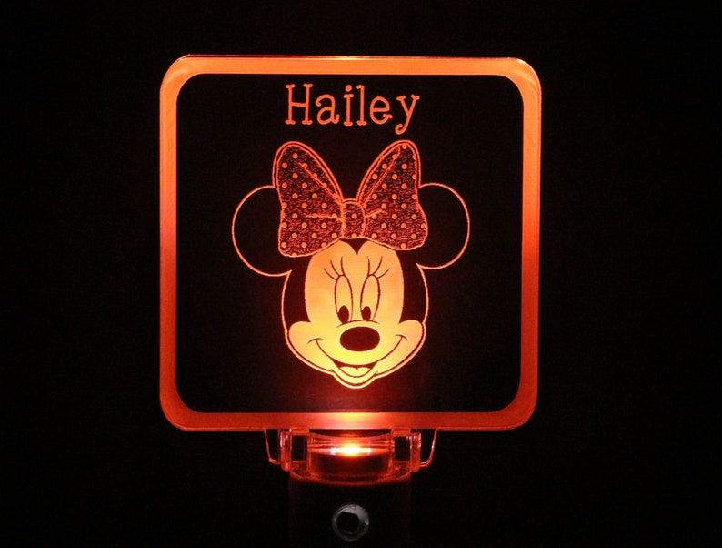 Minnie Mouse Girls Night Light, Personalized Orange