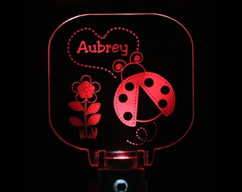 Personalized Ladybug Night Light, Wall plug in