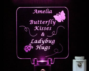 Butterfly Kisses Ladybug Hugs Night light Personalized