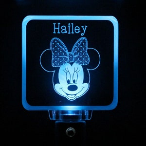 Minnie Mouse Girls Night Light, Personalized Blue