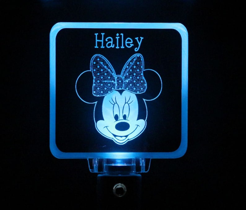 Minnie Mouse Girls Night Light, Personalized Blue