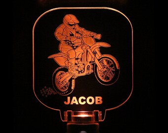 Dirt Bike Motorcycle Night Light, Motocross, Personalized, Choose color