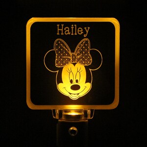 Minnie Mouse Girls Night Light, Personalized Yellow