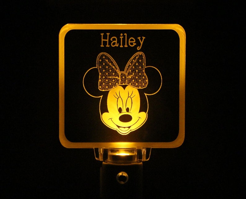 Minnie Mouse Girls Night Light, Personalized Yellow