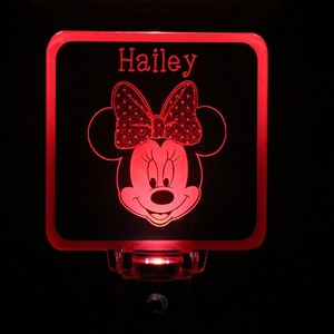 Minnie Mouse Girls Night Light, Personalized Red