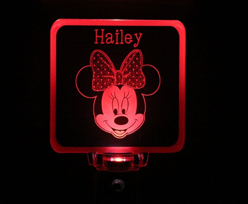 Minnie Mouse Girls Night Light, Personalized Red