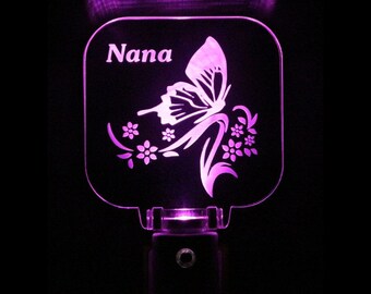 Butterfly Night Light, Personalized, Kids Gift, Wall plug in, Choose color