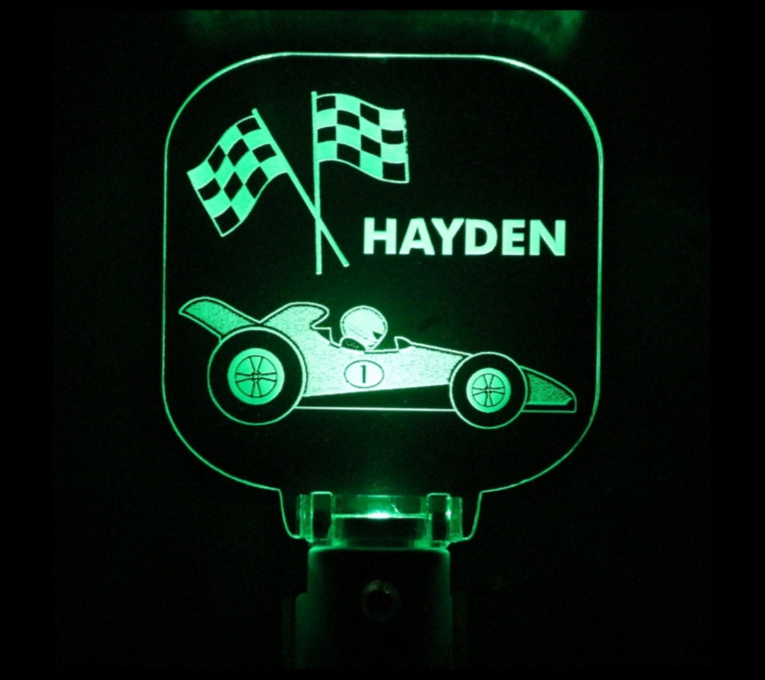 Race Car Night Light, Personalized, Choose Color Etsy