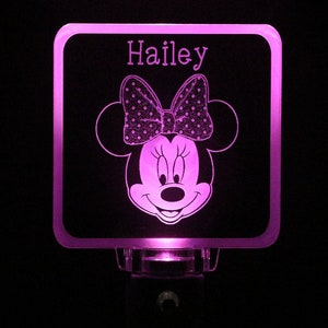 Minnie Mouse Girls Night Light, Personalized Pink