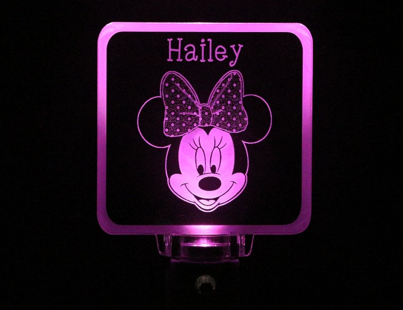 Minnie Mouse Girls Night Light, Personalized Pink