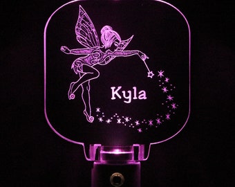 Girls Fairy Night Light, Personalized, Wall plug in