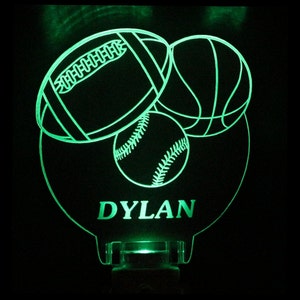 Personalized Football Baseball Basketball Sports Night Light