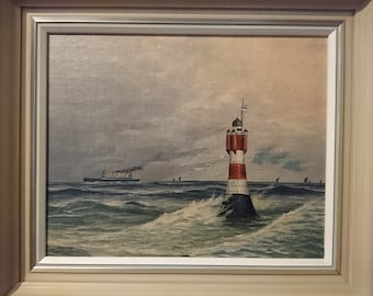Oil painting, "Red Sand Lighthouse".