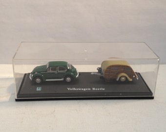 Modellauto 1:72," VW Beetle mit Wohnwagen".