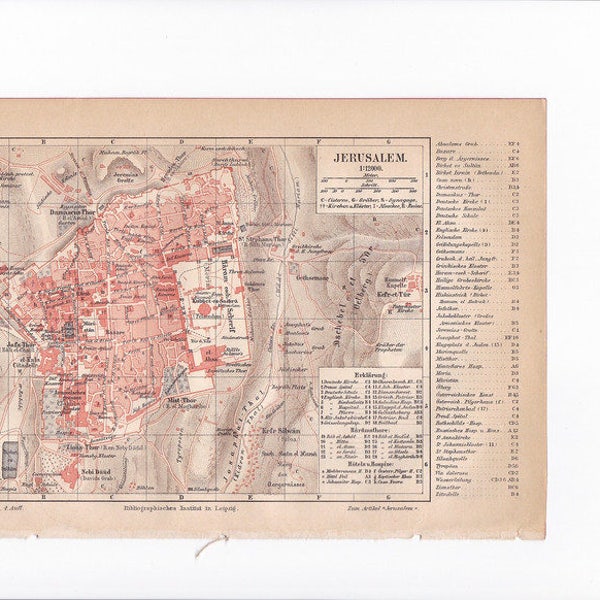 Lithographie,"Stadtplan Jerusalem".