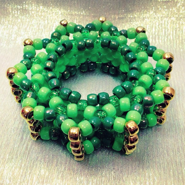 Green and Gold Kandi Carousel Cuff