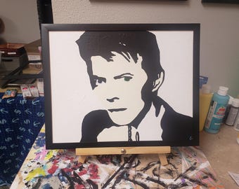 David Bowie Acrylic Painting 11 x 14 framed! Free Ground Advantage shipping in the USA. ChuckBooks