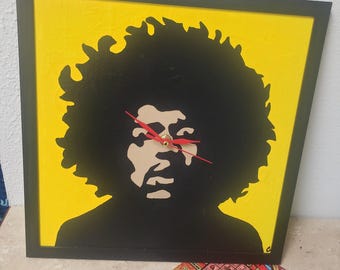 Jimi Hendrix Original Acrylic by Chuck Loft. Working clock, 12 x 12 framed! Free Ground Advantage shipping in the USA. ChuckBooks