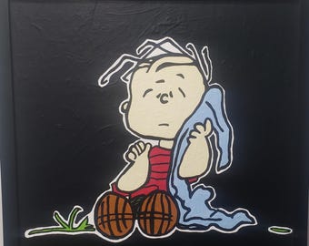 Security Blanket. Original Acrylic by Chuck Loft. 12 x 12 framed! Free Ground Advantage shipping in the USA. ChuckBooks