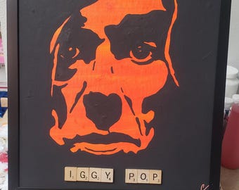 IGGY POP Original Acrylic by Chuck Loft. 12 x 12 framed! Free Ground Advantage shipping in the USA. ChuckBooks