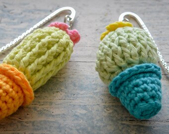 Desert Cactus Crochet  Hook Bookmark. 2 Styles & 80 Colour Options. Handmade to Order.