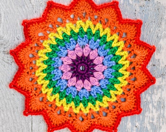 Star Mandala Crochet Table Mat. 80 Colour Options. Handmade to Order.