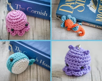 Aquatic Animals Crochet Hook Bookmark.4 Styles & 128 Colour Options. Handmade to Order.