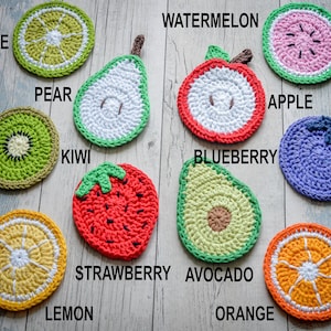 Fruit Slice Crochet Coasters. Handmade to Order.