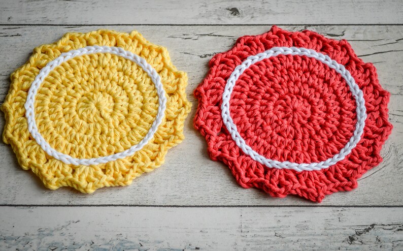 Inverted Scalloped Crochet Drink Coasters. 109 Colour Options. Handmade to Order. image 5