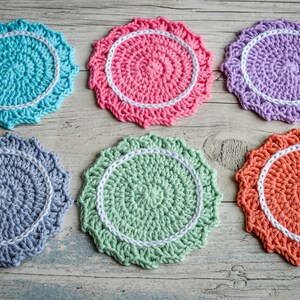 Inverted Scalloped Crochet Drink Coasters. 109 Colour Options. Handmade to Order. image 3