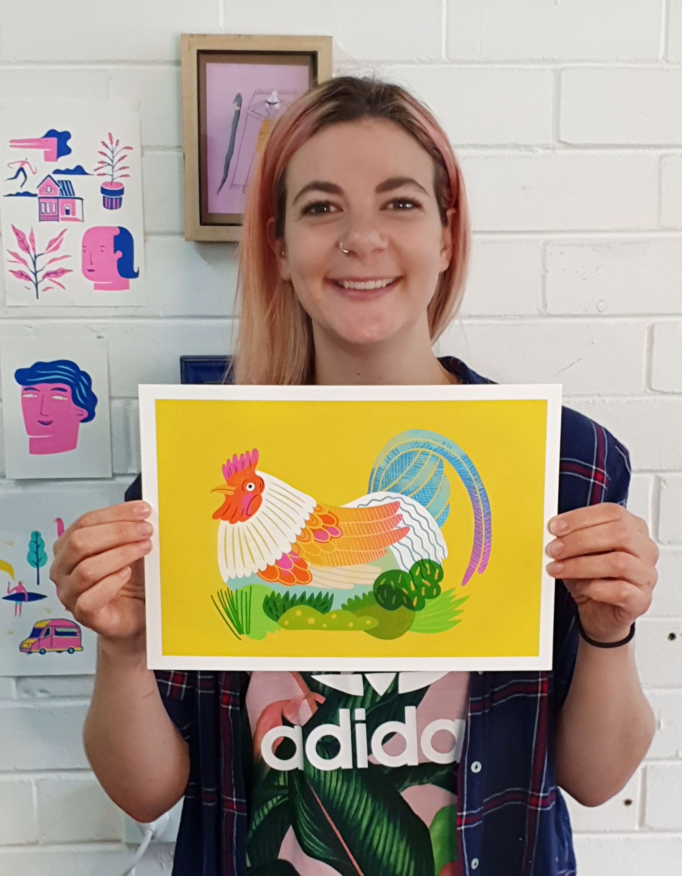 Chicken Art Print Farm Animal Wall Decor Modern Bird Poster Etsy