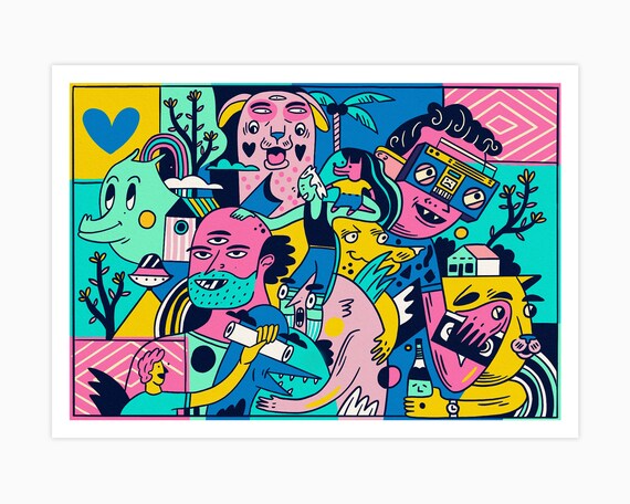 Buy Lowbrow Art Print, Pop Surrealism Wall Decor, Bright Trippy Poster  Online in India - Etsy
